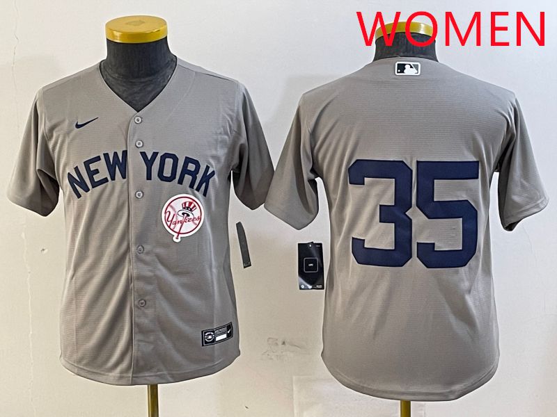 Women New York Yankees #35 No Name Grey Game 2025 Nike MLB Jersey style 6